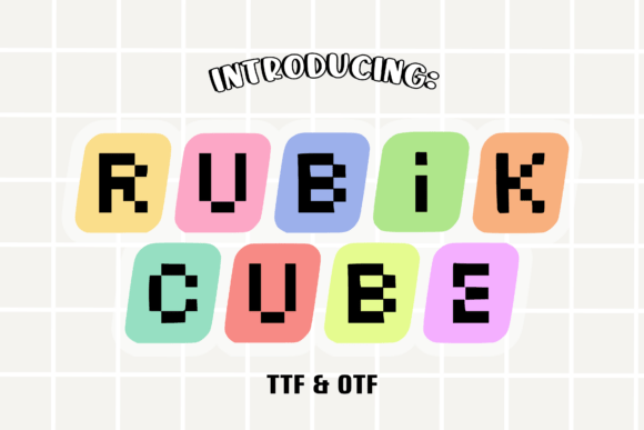 Rubik Cube Font for Retro Craft Designs